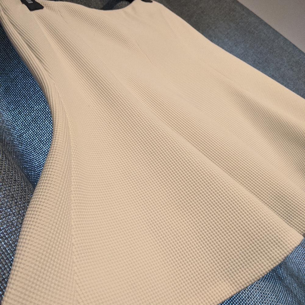 Nine West White Textured Flare Skirt